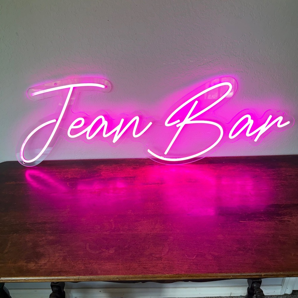 Custom Pink LED Neon Script‎ Sign Jean Bar Acrylic Wall Light 36" Decor Boutique